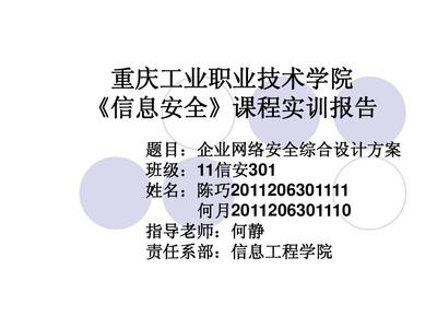 XX企業網絡安全綜合設計方案